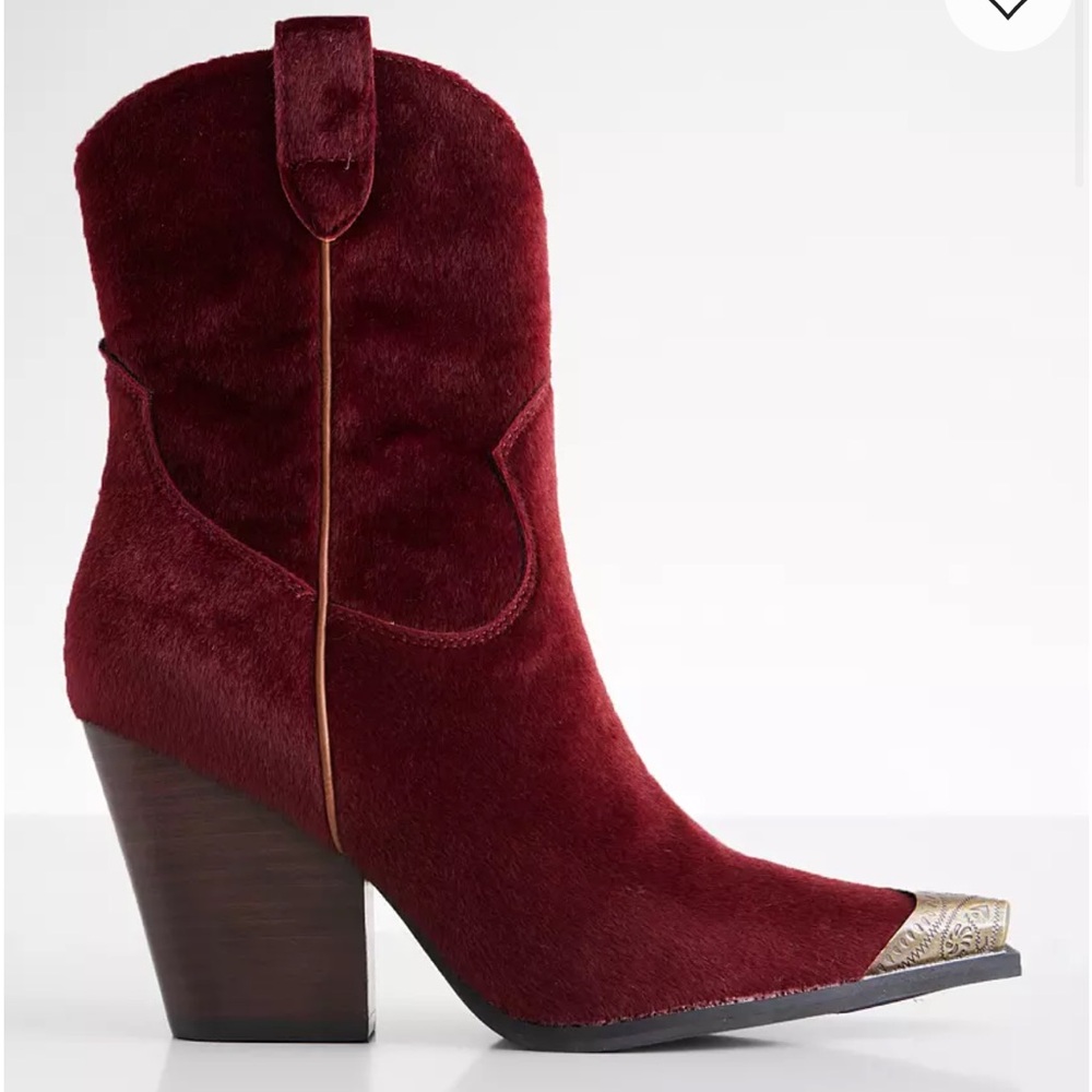 Oasis Society Red Western Ankle Boots Metal Toe Cap Size 9 - Picture 2 of 8